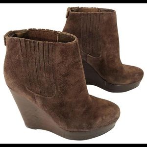Michael Kors brown suede wedge ankle boot 7.5